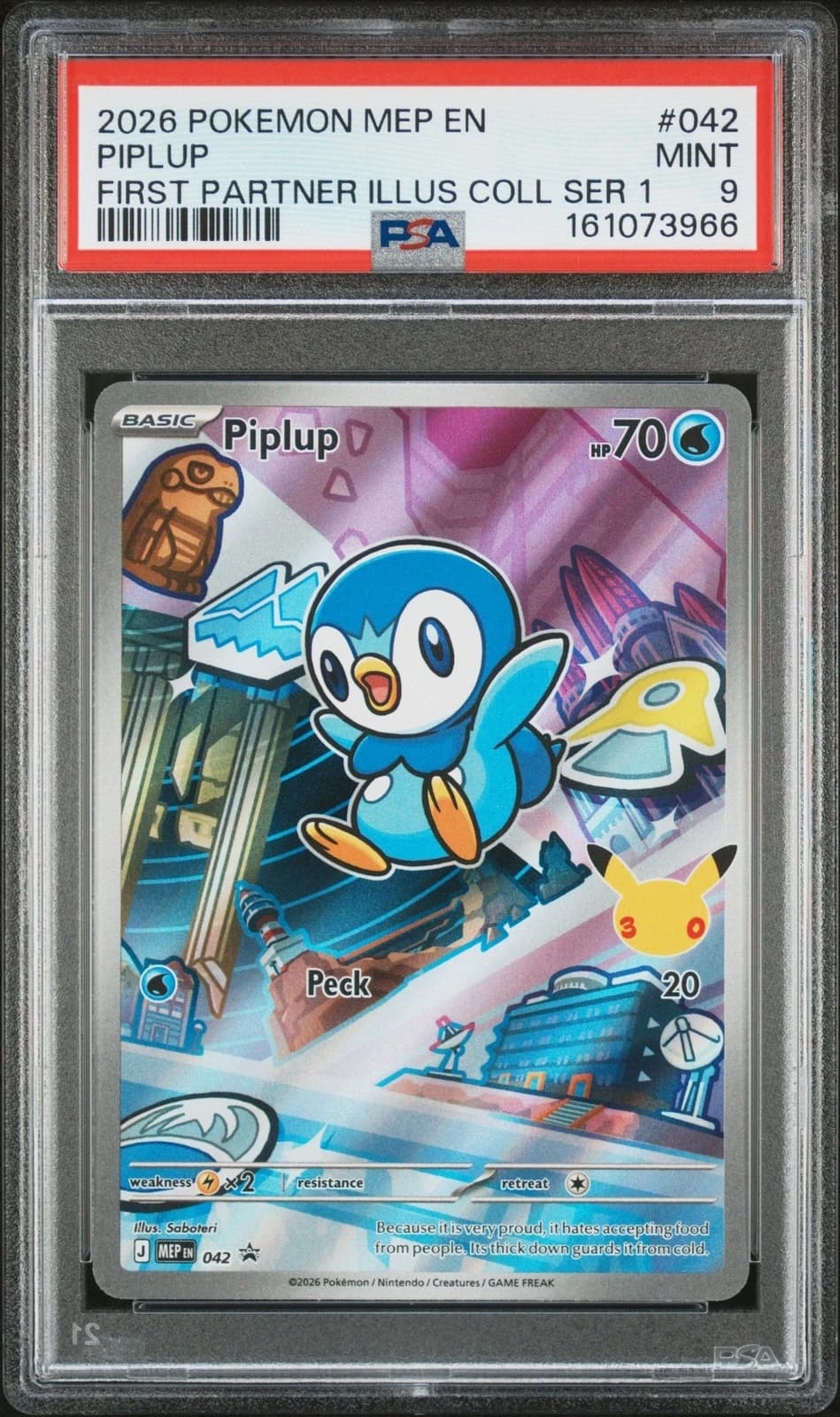 Piplup 042 — First Partner Illustration Collection Series 1 Promo - Gradeada
