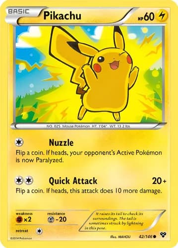 2014 Pokemon PIKACHU #42/146 XY Unlimited Holo Movie Promo (B)