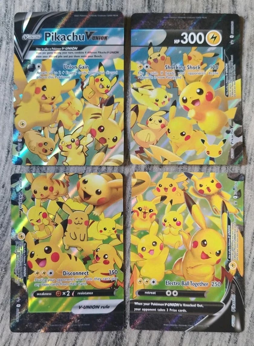 2021 Pokemon Pikachu V-Union Black Star Promo 4 Card Set